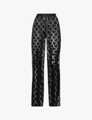 Heron Preston Lace-detail Wide-leg Trousers In Black