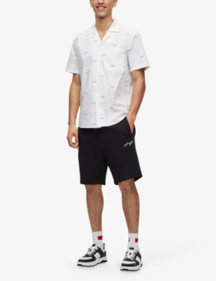 HUGO: Leisure logo-print relaxed-fit cotton poplin shirt