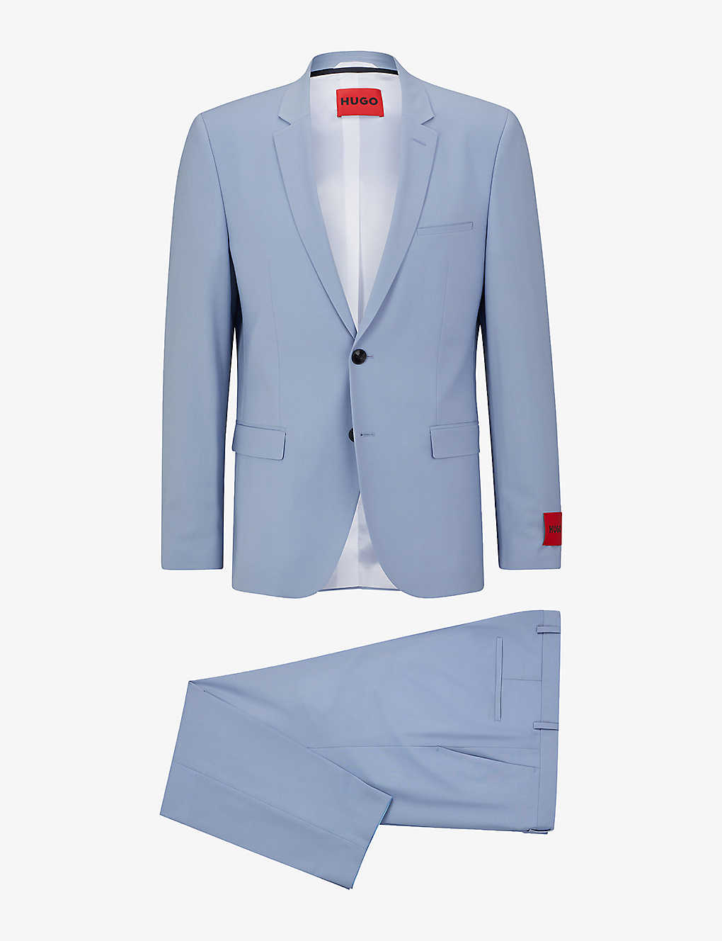Hugo Single-breasted Slim-fit Wool-blend Suit In Light/pastel Blue