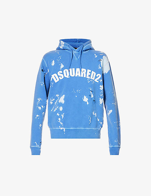 DSQUARED2: Logo-print distressed cotton-jersey hoody