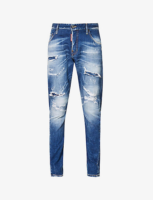 DSQUARED2: Sexy Twist distressed straight-leg stretch-denim jeans