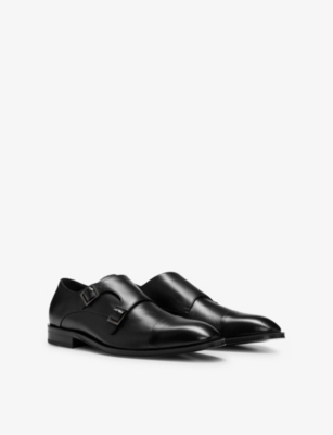 BOSS Double-strap leather monk shoes