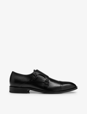 BOSS Double-strap leather monk shoes