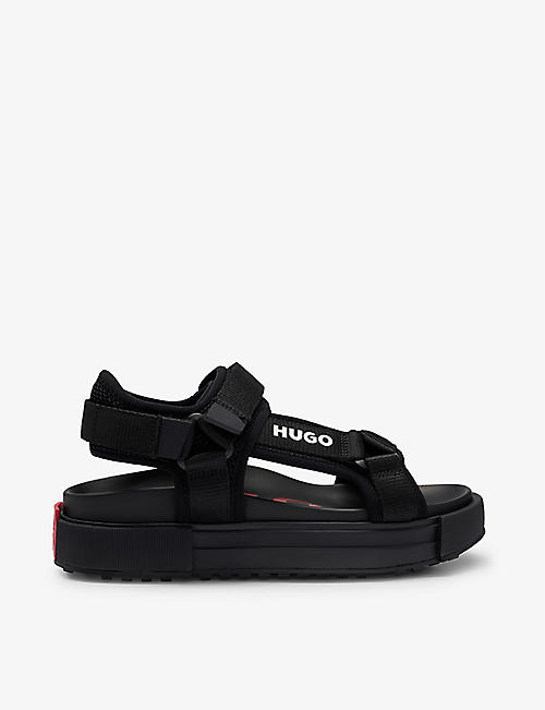 HUGO: Logo-print chunky-sole woven sandals