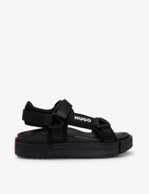 HUGO Logo-print chunky-sole woven sandals