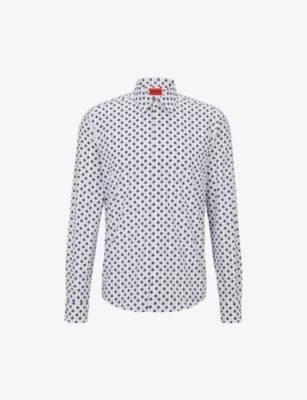 HUGO - Graphic-print slim-fit cotton-poplin shirt | Selfridges.com