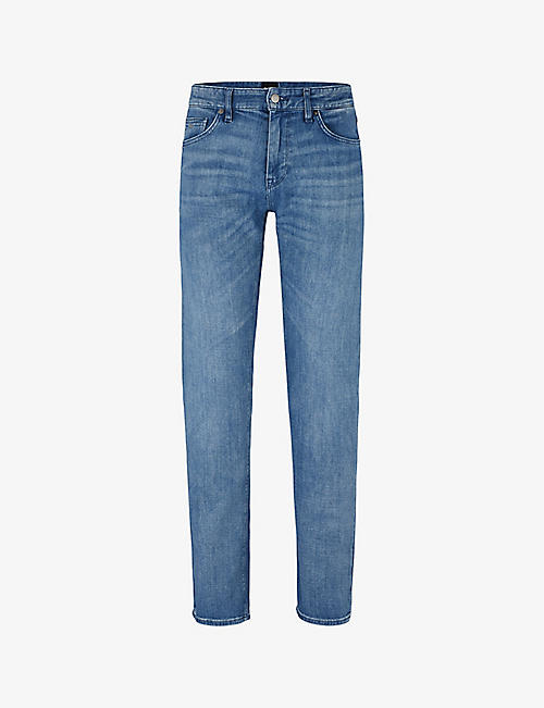 BOSS: Regular-fit straight-leg stretch-denim jeans