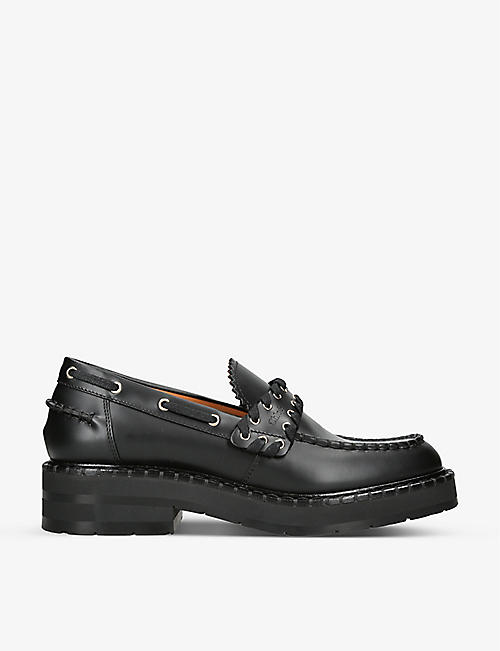 CHLOE: Noua scallop-trim chunky leather loafers