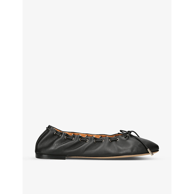 CHLOÉ ORACIA BOW-EMBELLISHED LEATHER BALLET FLATS,63815529