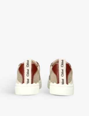 CHLOE Lauren logo-embellished linen and leather trainers