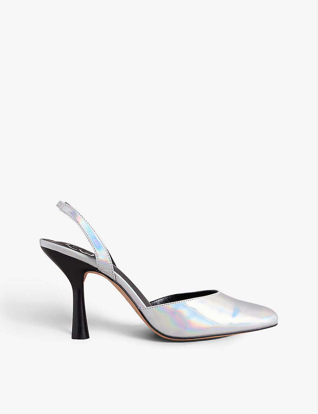 Ted Baker Womens Silver Larria Holographic Sling-back Heels