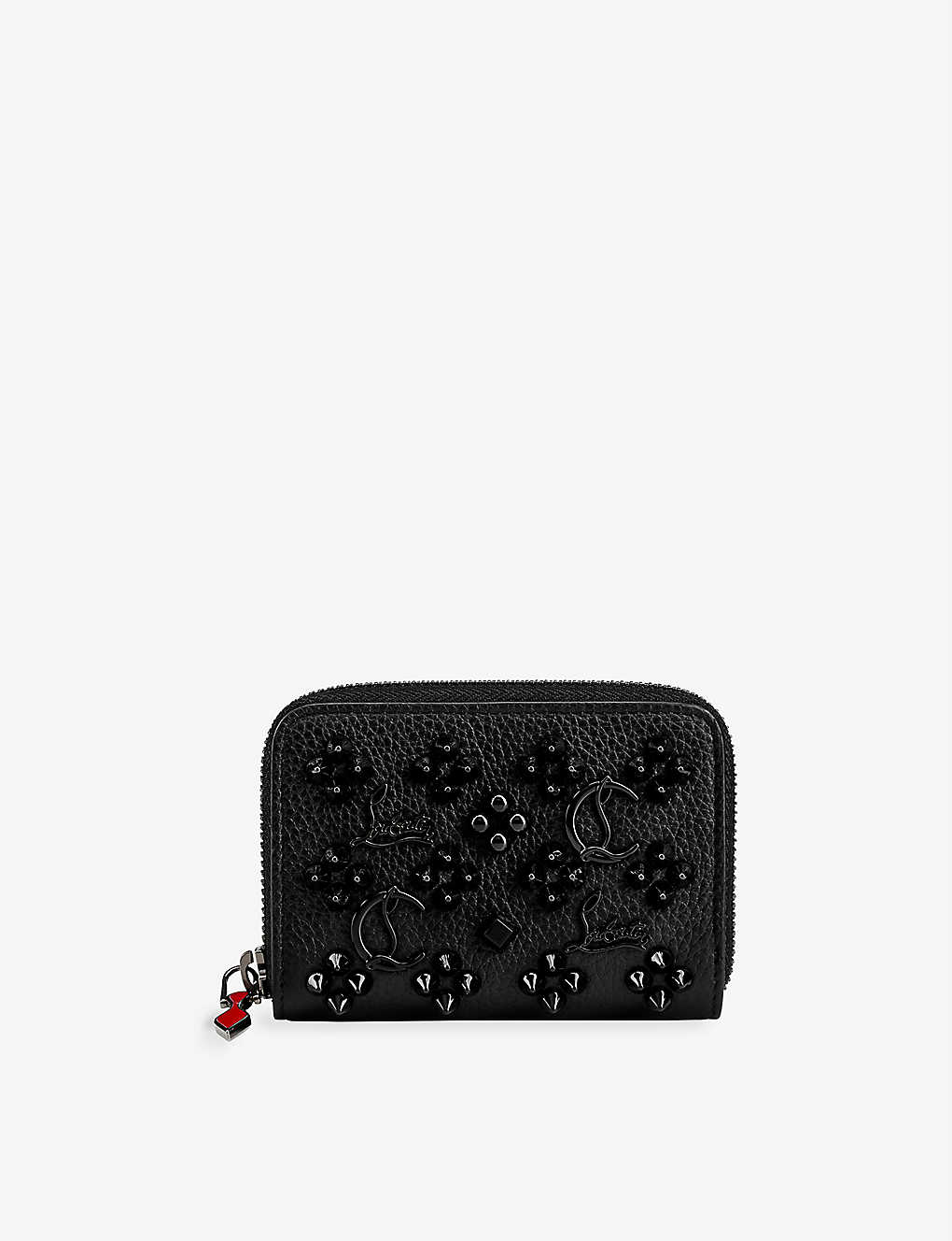 Christian Louboutin Panettone Studded Leather Coin Purse In Black/ultrablack