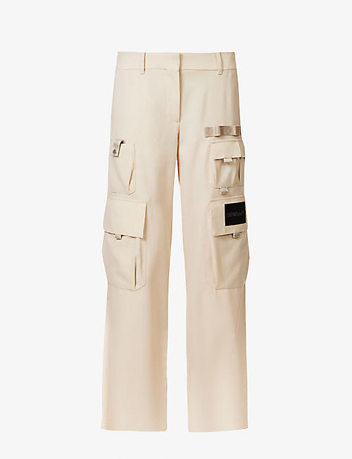 OFF-WHITE C/O VIRGIL ABLOH: Toybox wide-leg mid-rise wool trousers