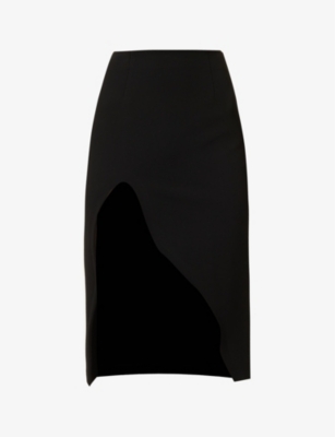 Off-white Asymmetric Midi Skirt In Black No Co