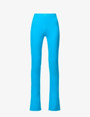 Off-white Off White Techno Jersey Flared Leggings In Blue No Col