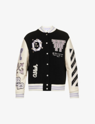 Luxury Brand Logo White Black Louis Vuitton Varsity Jacket