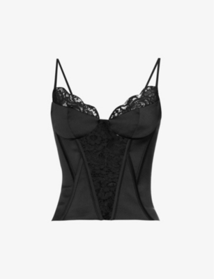 ROZIE CORSETS: Lace-trim sweetheart-neckline woven top