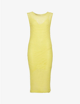 REMAIN BIRGER CHRISTENSEN: Pearl-embellished knitted organic cotton maxi dress