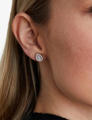 Carat London Womens Silver Emilie Sterling-silver And Cubic Zirconia Earrings In Silver