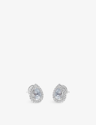 Carat London Womens Silver Emilie Sterling-silver And Cubic Zirconia Earrings