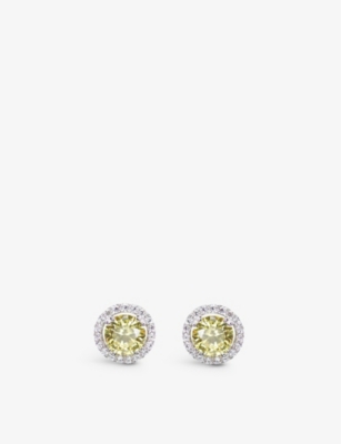 Carat London Womens Silver Gwyn Sterling-silver And Cubic Zirconia Stud Earrings