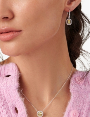 CARAT LONDON: Moxie Emerald sterling silver and 0.5ct yellow cubic zirconia drop earrings