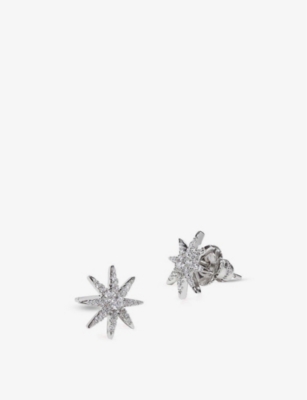 Shop Carat London Womens Silver Vega Star-shaped Sterling Silver And Cubic Zirconia Stud Earrings
