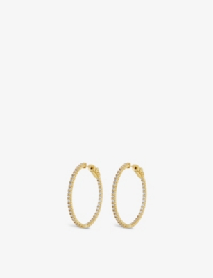 Carat London Womens Gold Amaia Gold-plated Vermeil Sterling Silver And Cubic Zirconia Hoop Earrings