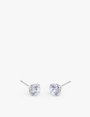 Carat London Womens Silver 9ct White-gold And 0.5ct Round-brilliant Cubic Zirconia Stud Earrings