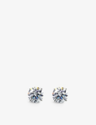 CARAT LONDON: Round-shaped sterling silver 0.75ct eq cubic zirconia stud earrings