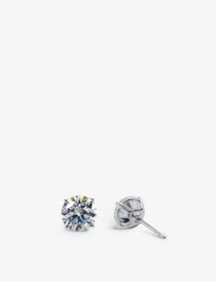 Shop Carat London Women's Silver Round-shaped 9ct White-gold And 3ct Cubic Zirconia Stud Earrings