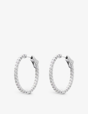 Carat London Womens Silver Cassia Sterling-silver And Cubic Zirconia Hoop Earrings