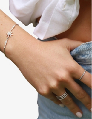 Carat London Womens Silver Celestia Star-shaped Pendant Sterling Silver And Cubic Zirconia Bracelet In Silver