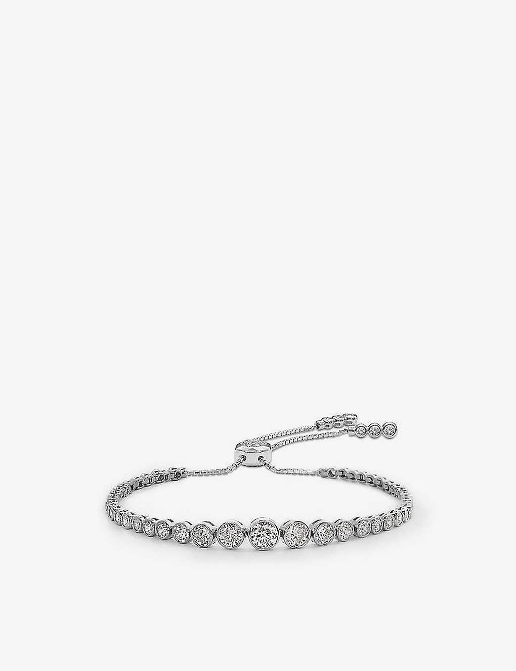 Carat London Womens Silver Quentin Sterling Silver And 2.56ct Cubic Zirconia Bracelet