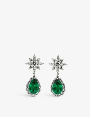 CARAT LONDON: Camari sterling-silver and cubic zirconia drop earrings