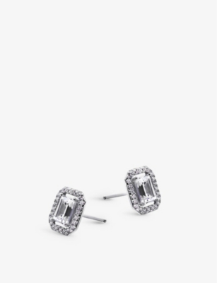 Carat London Womens Silver Eton Sterling-silver And Crystal Stud Earrings In Silver