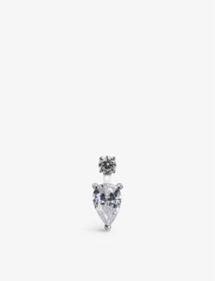 CARAT LONDON: Front Row sterling silver and cubic zirconia ear jacket