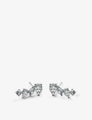 Carat London Womens Silver Abigail Sterling-silver And Cubic Zirconia Stud Earrings In Silver