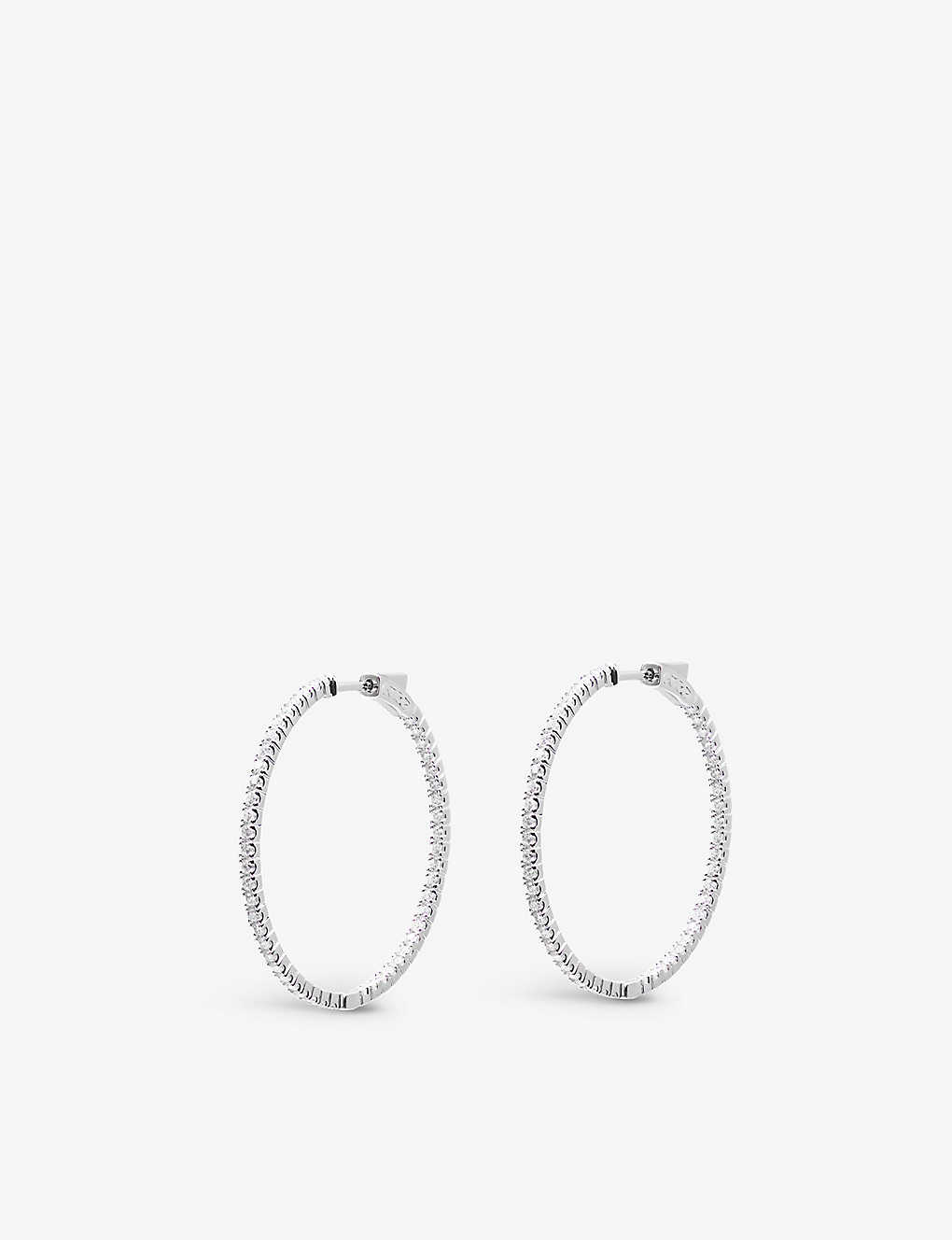 Carat London Womens Silver Amaia Medium Sterling-silver And Cubic-zirconia Hoop Earrings