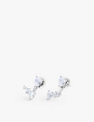 Carat London Womens Silver Navis Sterling-silver And Crystal Stud Earrings