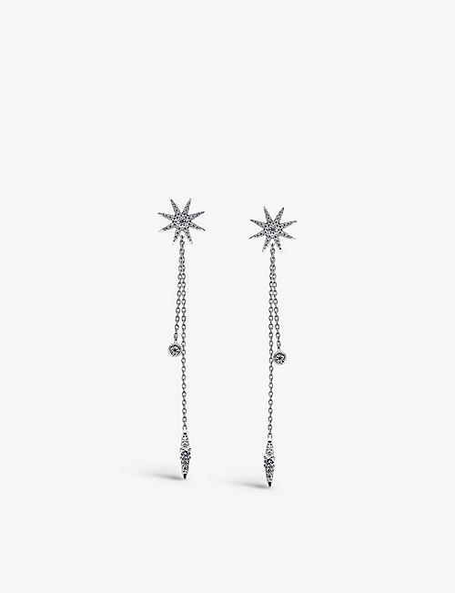 CARAT LONDON: Nova star-shaped sterling silver and cubic zirconia drop earrings