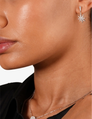 CARAT LONDON: Nysa star-shaped sterling silver and cubic zirconia drop earrings