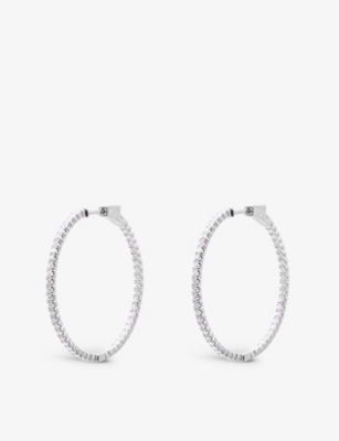 Carat London Womens Silver Paloma Sterling-silver And Cubic Zirconia Hoop Earrings