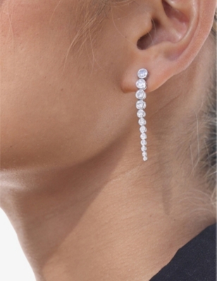 Carat London Womens Silver Quentin Sterling-silver And Cubic Zirconia Drop Earrings In Silver
