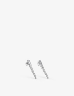 Carat London Womens Silver Quentin Sterling-silver And Cubic Zirconia Drop Earrings