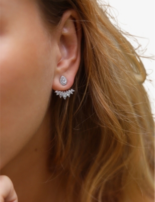 Carat London Womens Silver Suriya Sterling-silver And Cubic Zirconia Earrings In Silver