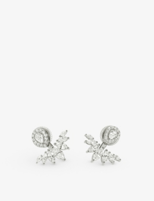 Carat London Womens Silver Suriya Sterling-silver And Cubic Zirconia Earrings