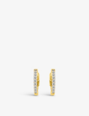 CARAT LONDON: Baby yellow gold-plated vermeil sterling silver and cubic zirconia hoop earrings