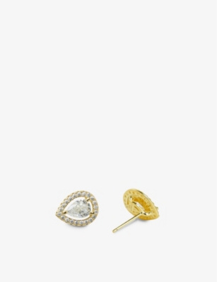 Shop Carat London Women's Gold Emile Pear-shaped Borderset Yellow Gold-plated Vermeil Sterling Silver And