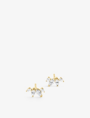 Carat London Womens Gold Kira Yellow Gold-plated Vermeil Sterling Silver And Cubic Zirconia Stud Ear